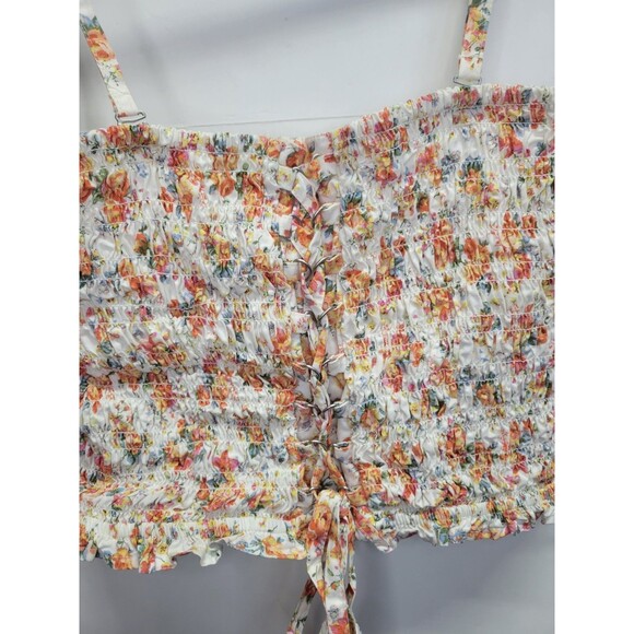 American Eagle Crop Top‎ Smocked Cami Size M Pink Floral - Picture 2 of 9